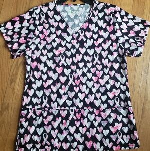 Breast Cancer Awareness BIO Scrub Top, size Med